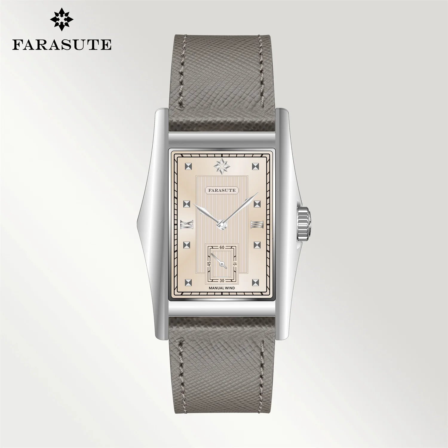 FARASUTE Creative Square Manual Mechanical Watch – Sapphire, Small Seconds