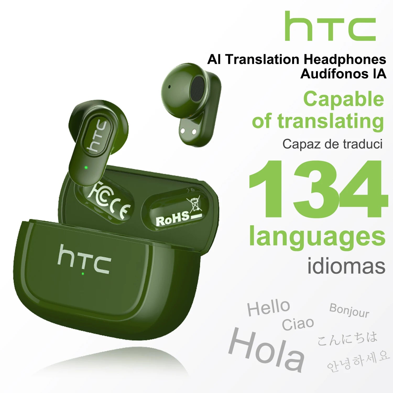 HTC NE51 – AI Translator TWS Earbuds, Ultralight