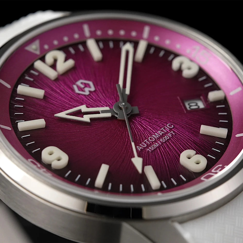 WISHDOIT 2026 Double Crown Auto Mechanical Watch, Radioactive Texture Dial Rotating Inner Shadow Bezel 150M Waterproof