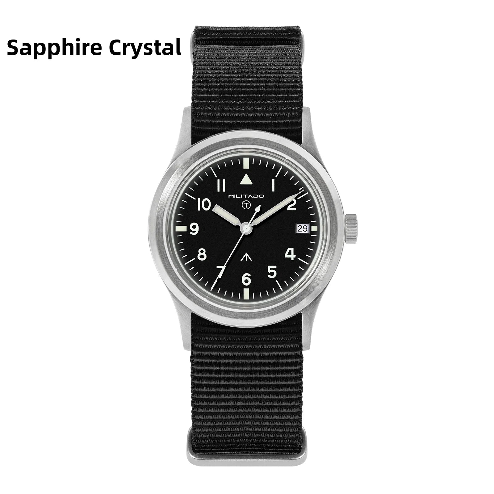 Militado ML14 36mm Watch VH31 Sweep Second Quartz Movement Watch Sapphire Crystal Super Luminous BGW9 C3 100m Waterproof Watches