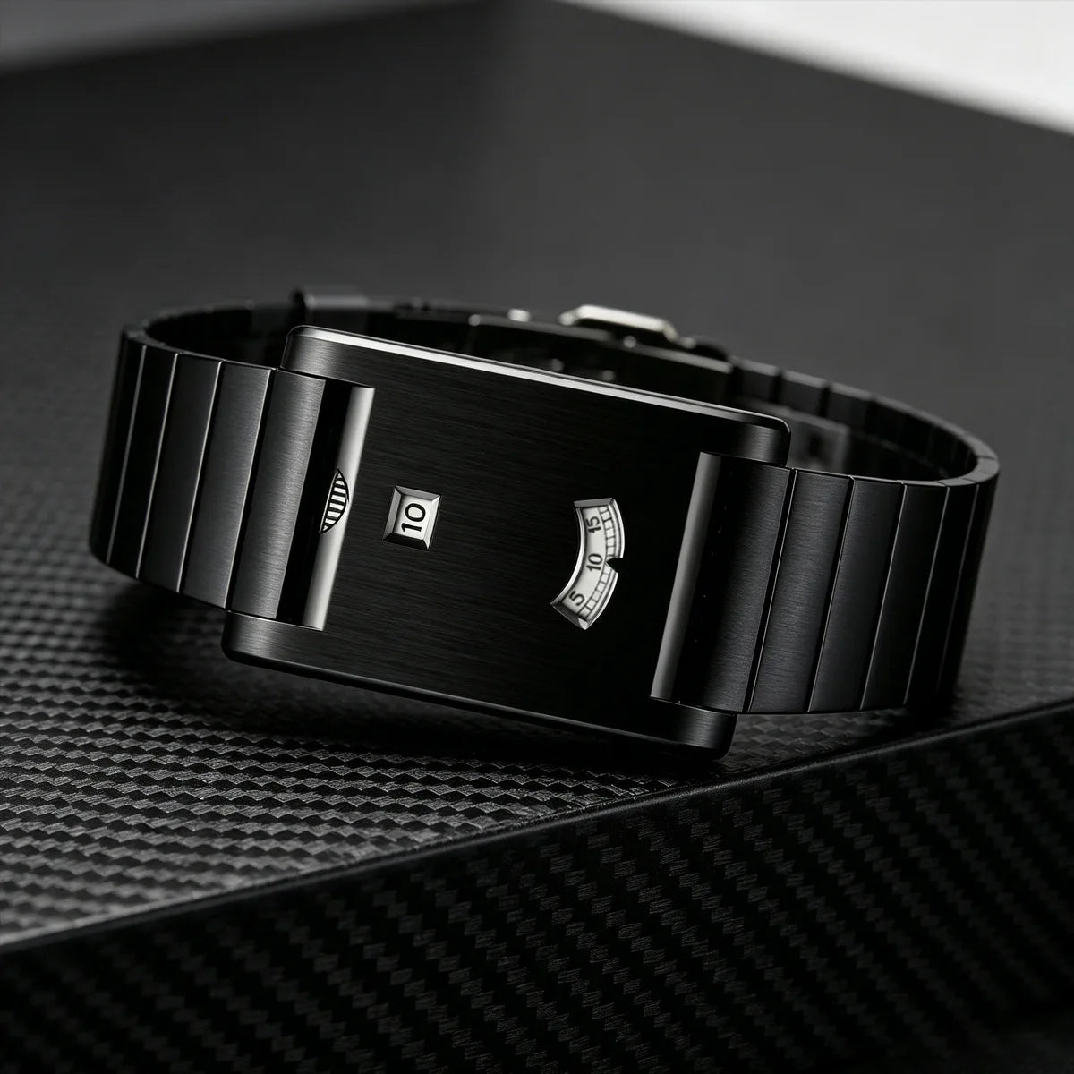 Men's Stainless Steel Square Watch Unique Jump Hour Digital Wristwatch Fashion Bracelet Quartz Watch Reloj Hombre