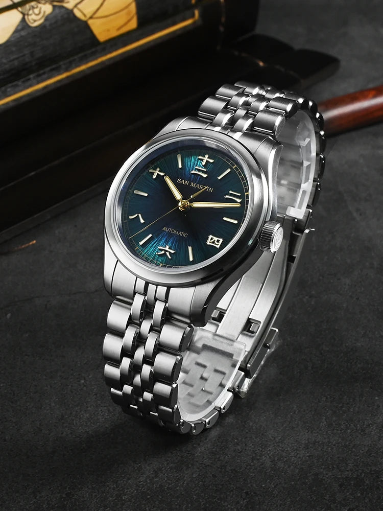 San Martin New 39mm Gada Watch Chinese Style Original Design Sunburst JianZhan Miyota 90S5 Men Dress Automatic Mechanical SN0144