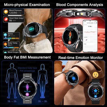 Nursing-Grade AI ECG Smart Watch | Sapphire Glass & Bluetooth