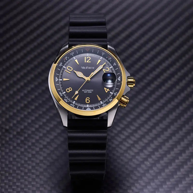 Milifortic S089 Alpinist Homage Sport Watch Men Inner Compass Bezel Rubber Strap ST2130Automatic Waterproof 39.5MM Watch for Men