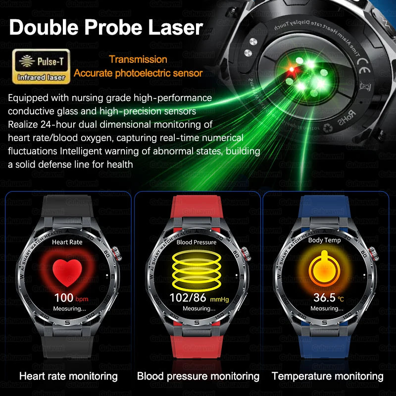 Nursing-Grade AI ECG Smart Watch | Sapphire Glass & Bluetooth