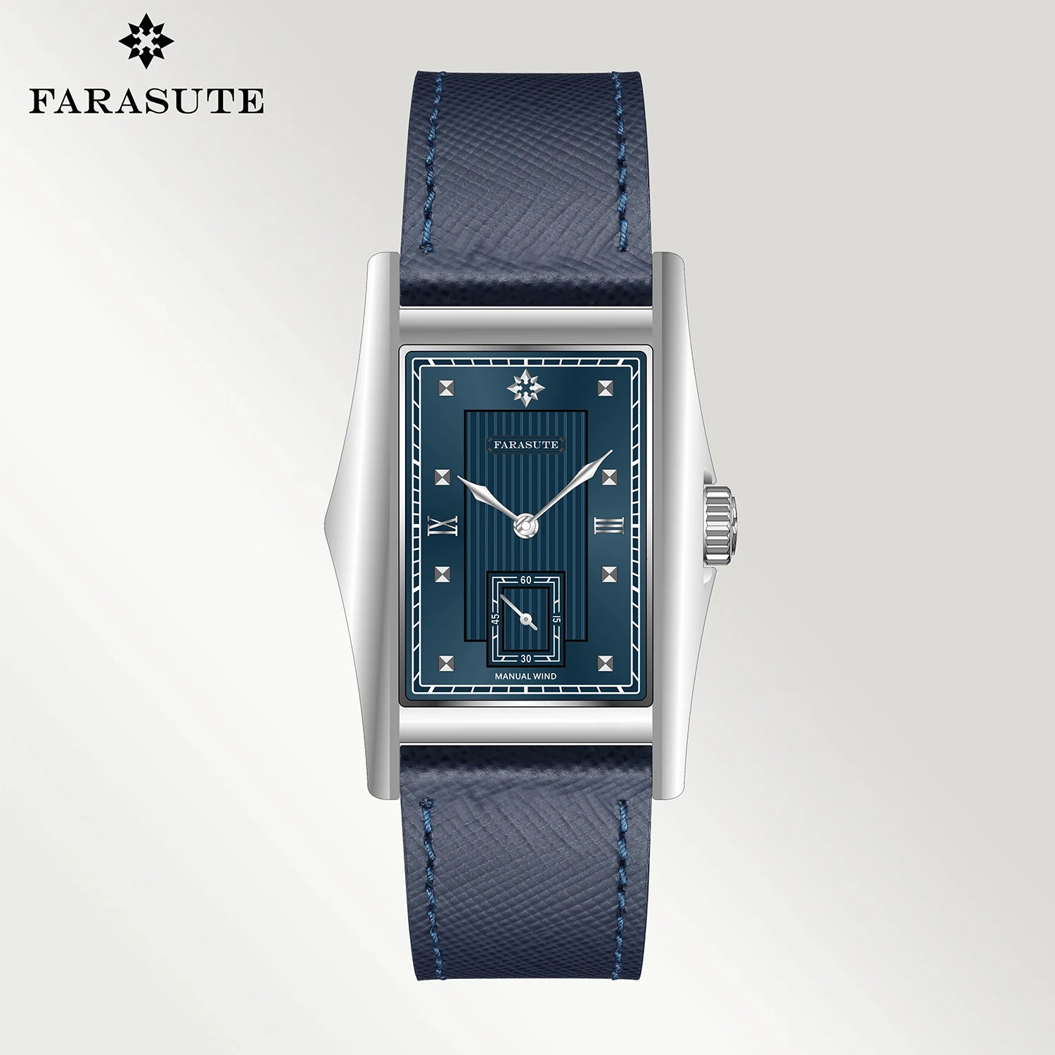 FARASUTE Creative Square Manual Mechanical Watch – Sapphire, Small Seconds