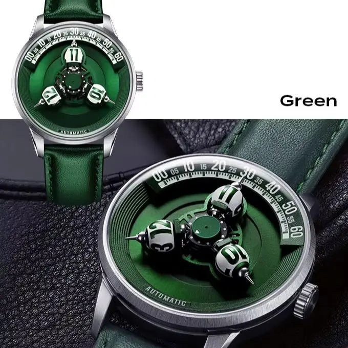 Vortichron 41mm Automatic Watch – Miyota 8215, Spherical Star-Pattern Dial, Sapphire, 50M