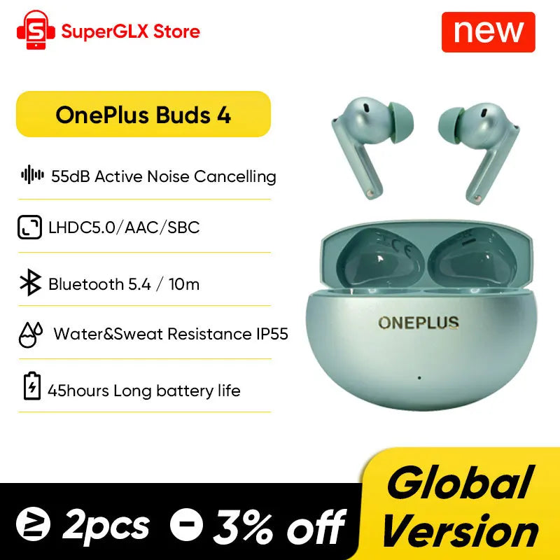 OnePlus Buds 4 – ANC TWS Earbuds, 55dB, IP55