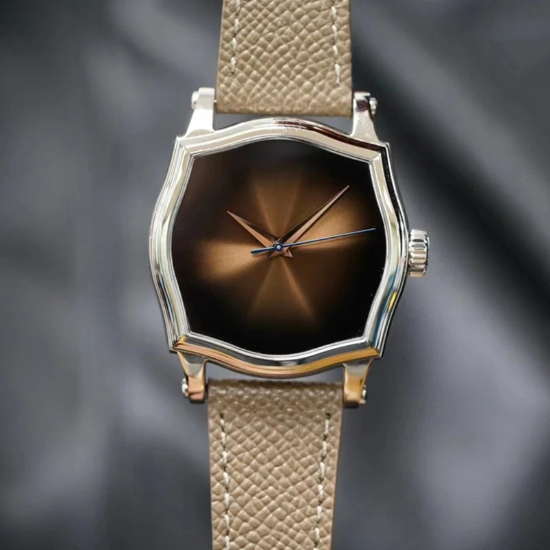 FARASUTE Men Automatic Watch 38mm Mechanical Wristwatch Sapphire Mirror Gradient Sunray Dial Leather Strap PT5000