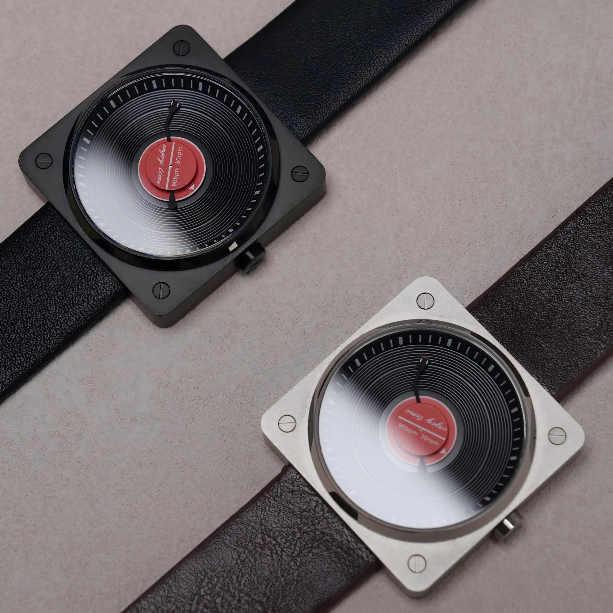 SKU Vinyl Record Quartz Watch – Vintage Luminous Dial, Classic Design