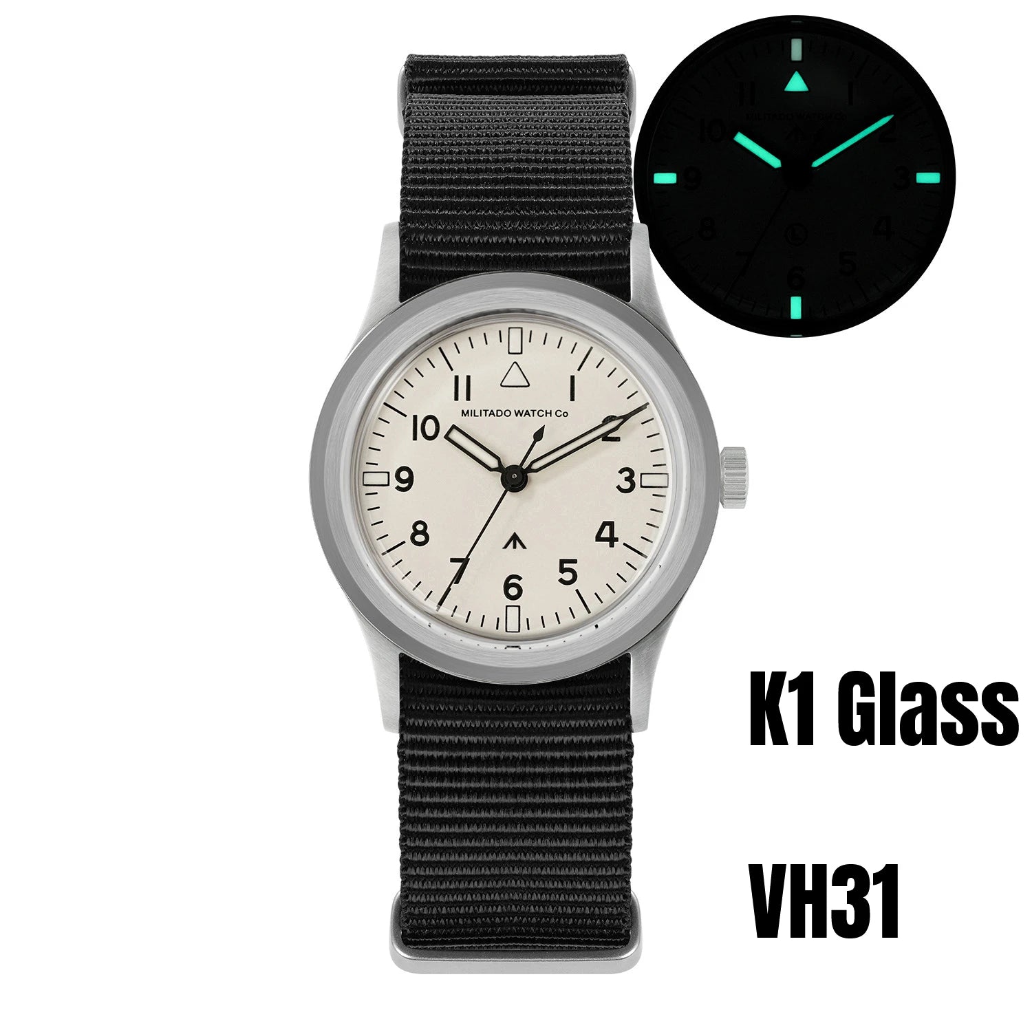 Militado ML14 36mm Watch VH31 Sweep Second Quartz Movement Watch Sapphire Crystal Super Luminous BGW9 C3 100m Waterproof Watches
