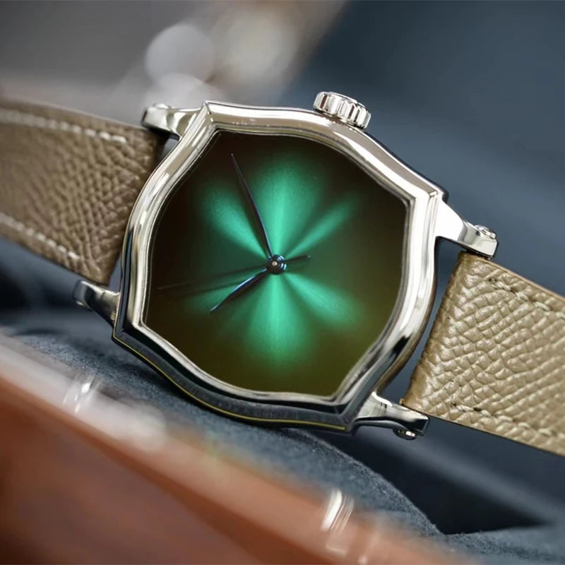 FARASUTE Men Automatic Watch 38mm Mechanical Wristwatch Sapphire Mirror Gradient Sunray Dial Leather Strap PT5000