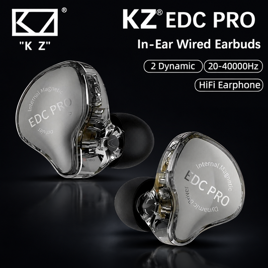 KZ EDC Pro Wired In-Ear Monitors – HiFi Dynamic Driver, Detachable Cable, 3.5mm