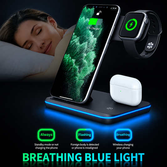 3-in-1 Wireless Charging Stand for Phone, Watch & Earbuds