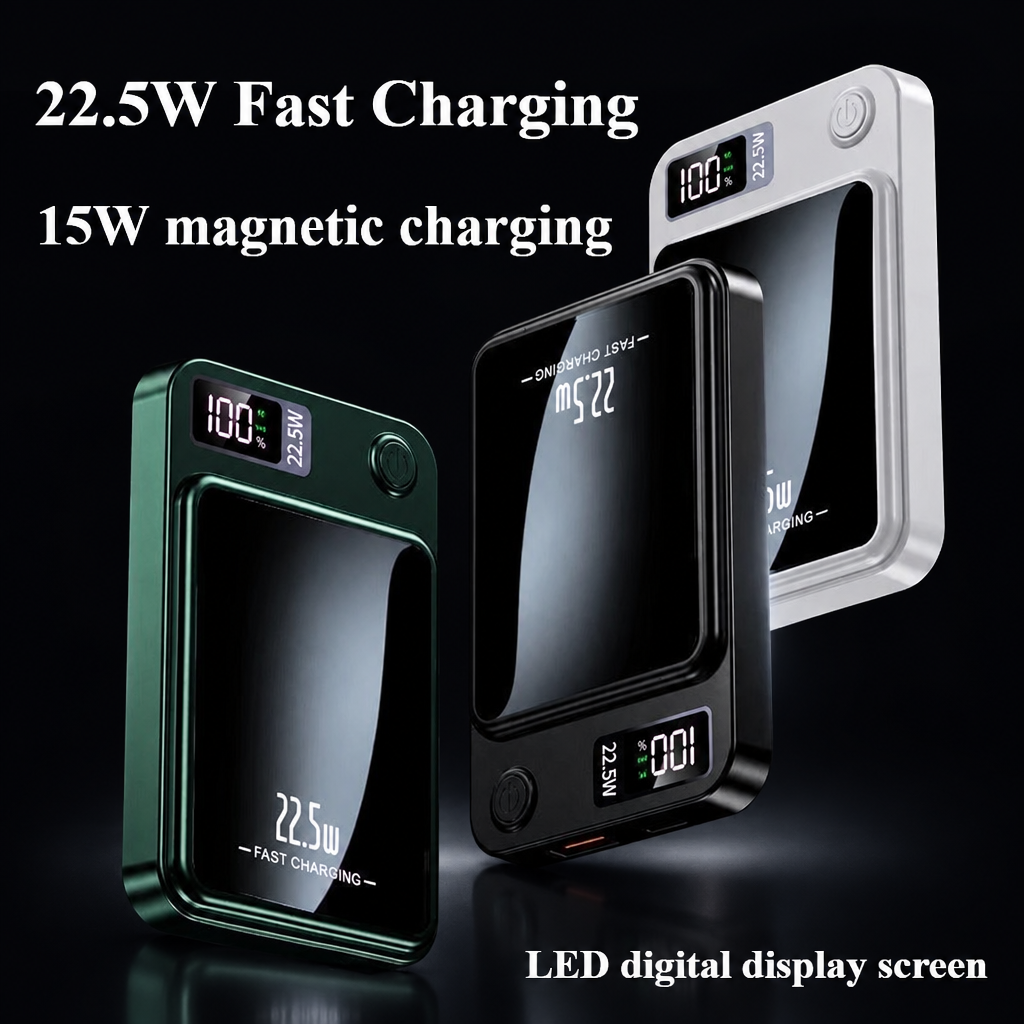 10,000mAh Magnetic Wireless Power Bank – 22.5W Fast Charging, LED Display