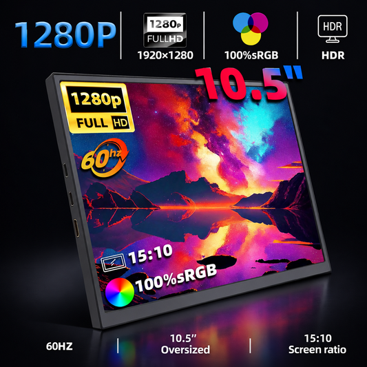 ZSUS 10.5 inch portable monitor on a dark background