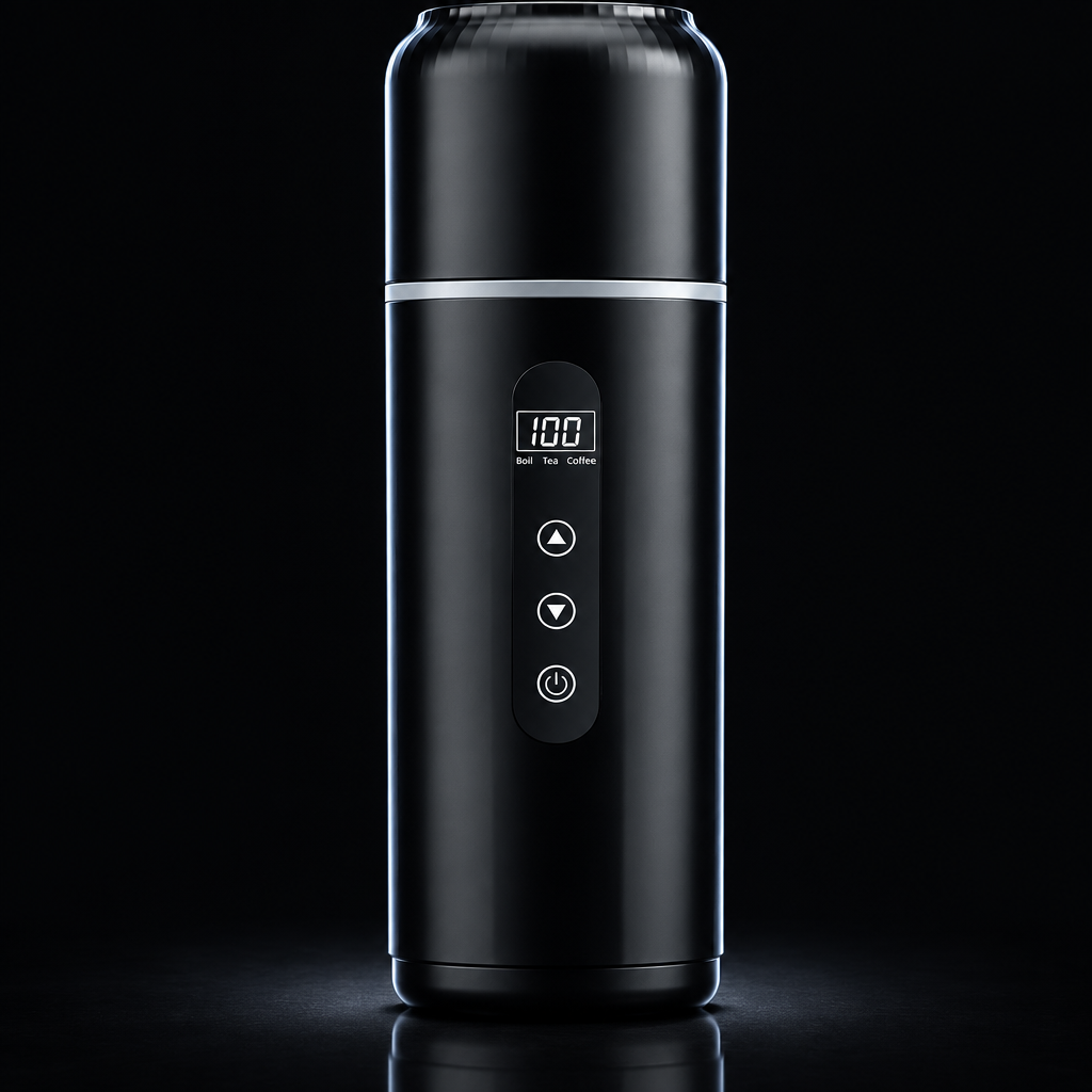 Portable car kettle, dark studio