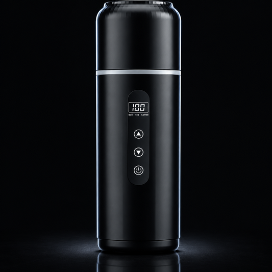 Portable car kettle, dark studio