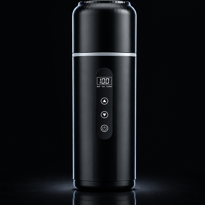 Portable car kettle, dark studio