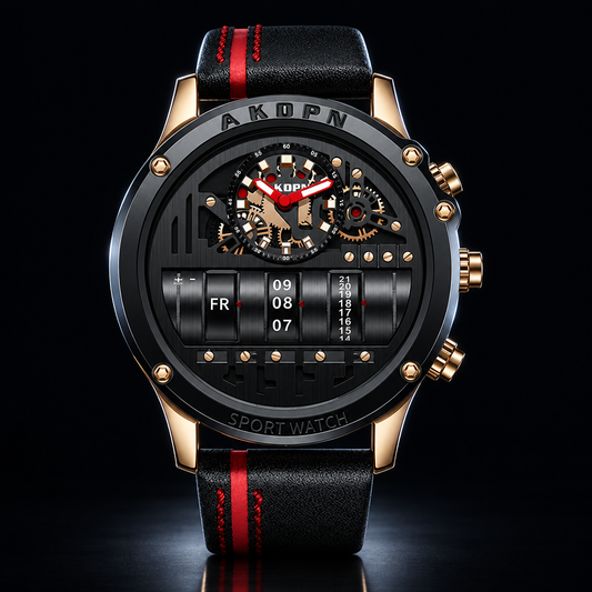 Uniquex leather watch, dark studio