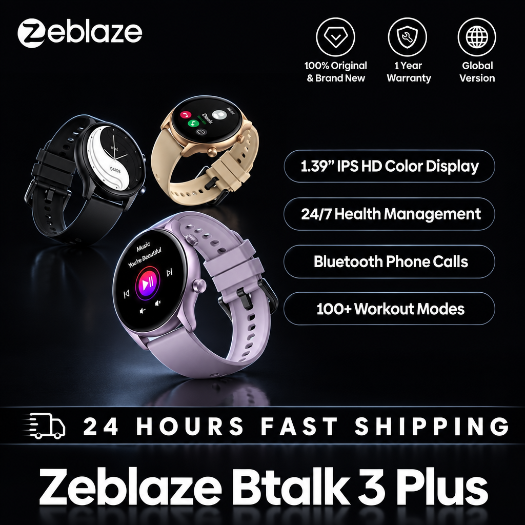 Zeblaze Btalk 3 Plus, dark studio, brand name only